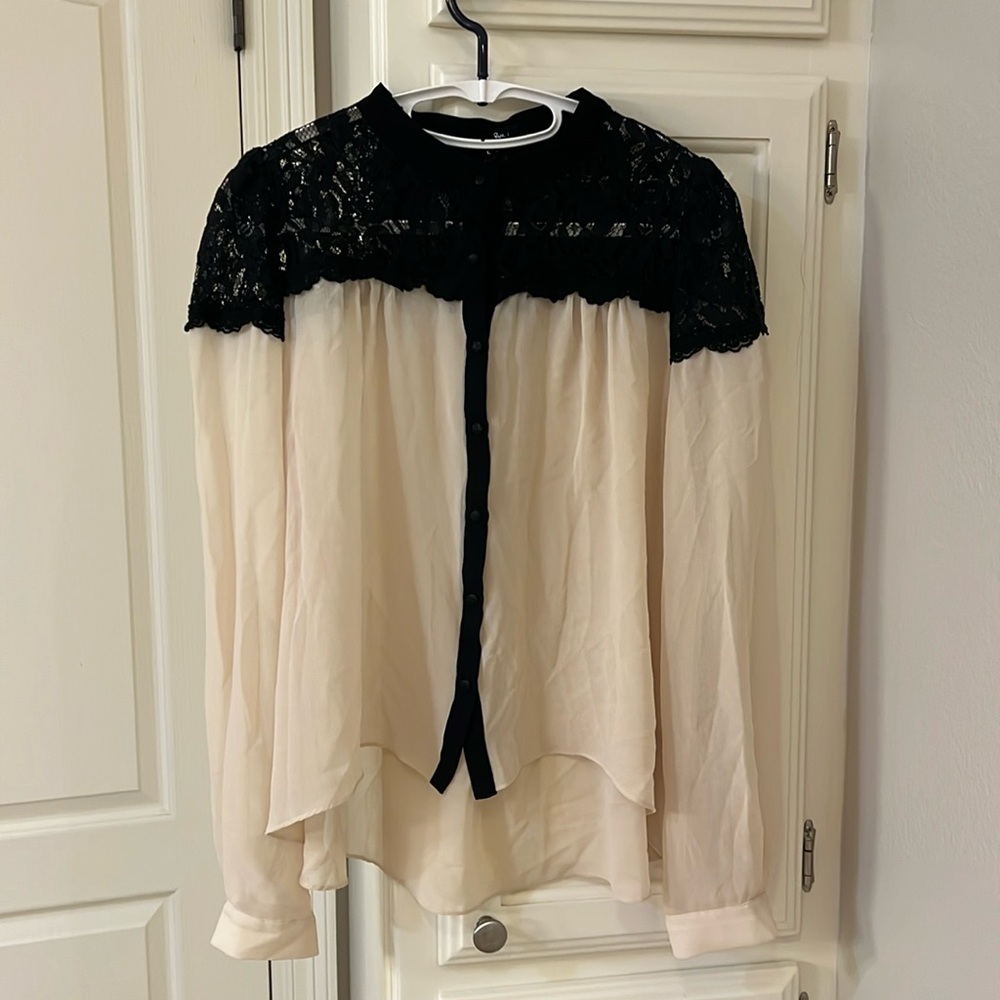 NWT Button-up Lace and Sheer Blouse